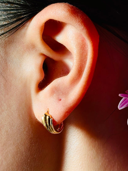 Gold-plated 925 sterling silver Crescent Fan Hoop Earrings