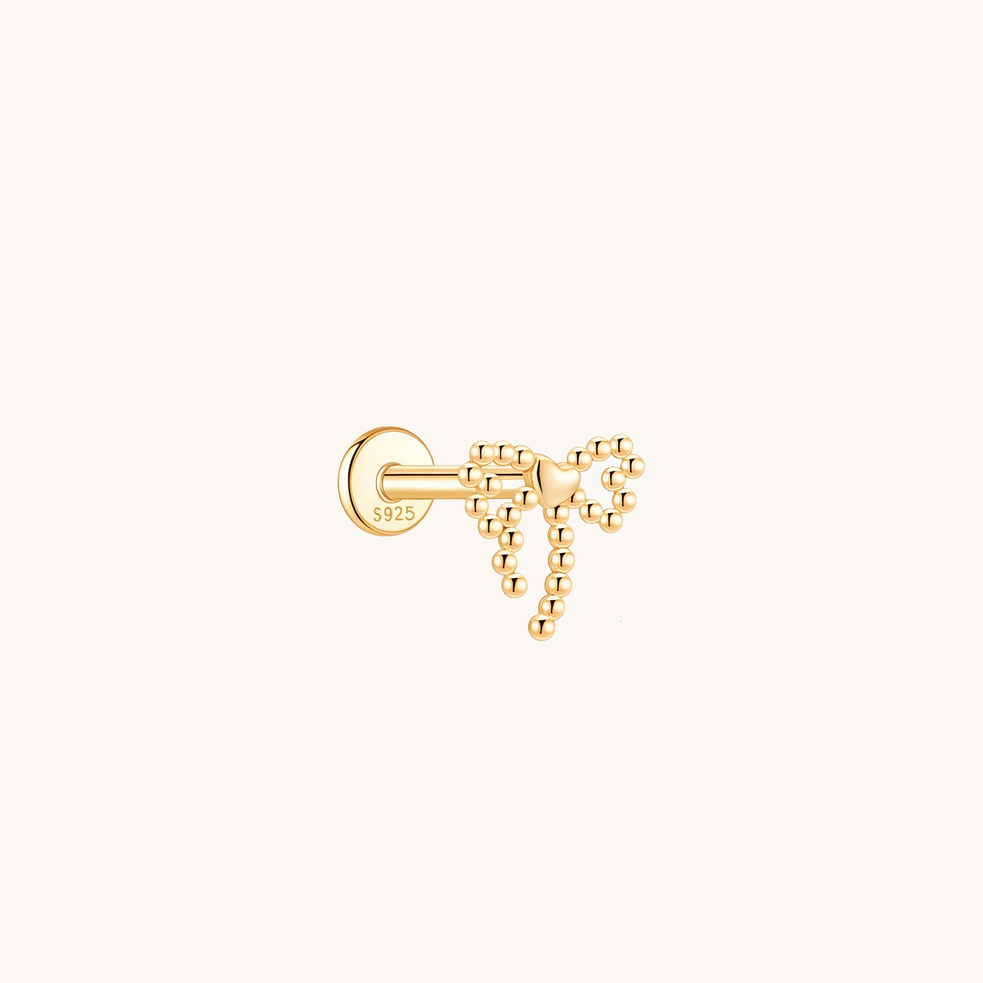 Gold-plated 925 sterling silver Minimalist Bow Flatback Earring 8mm