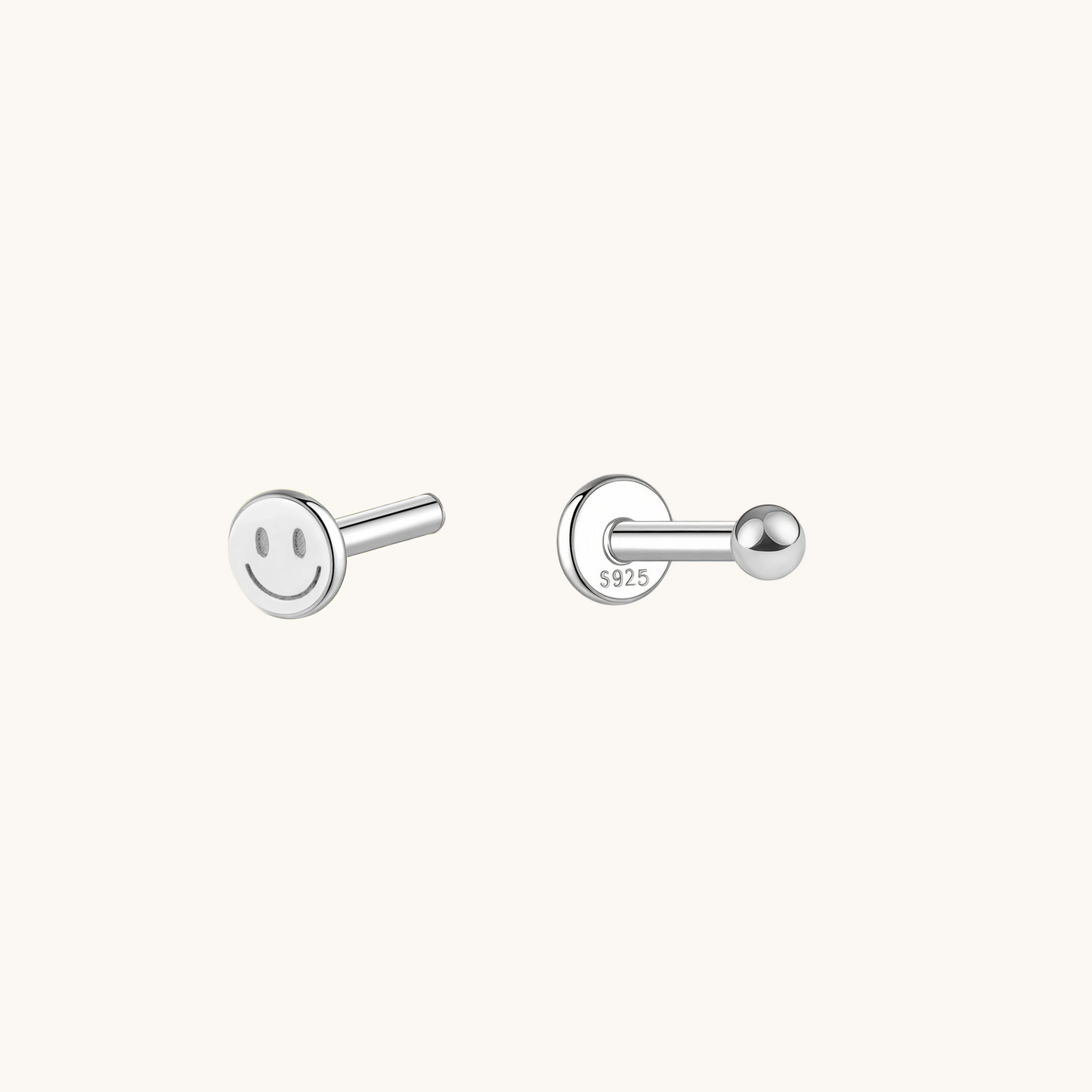 Gold-plated 925 sterling silver Ball Flatback Earring Silver 2mm