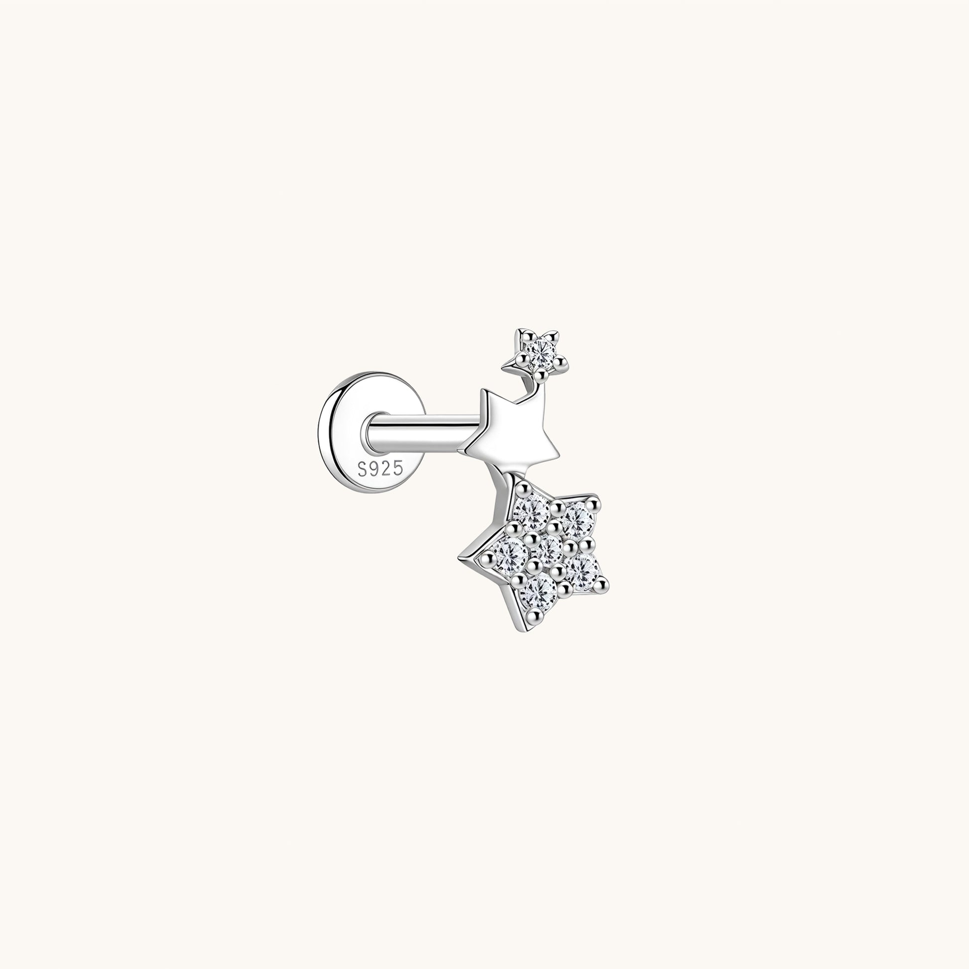 Gold-plated 925 sterling silver Starpath Moissanite Flatback Earring Silver