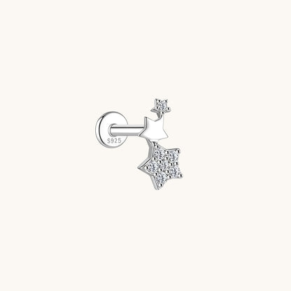 Gold-plated 925 sterling silver Starpath Moissanite Flatback Earring Silver