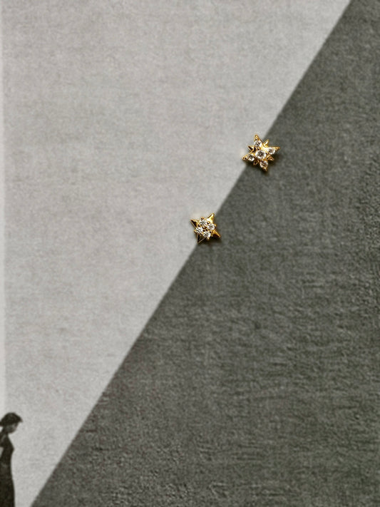 Gold-plated 925 sterling silver Nova Bloom Flatback Earring