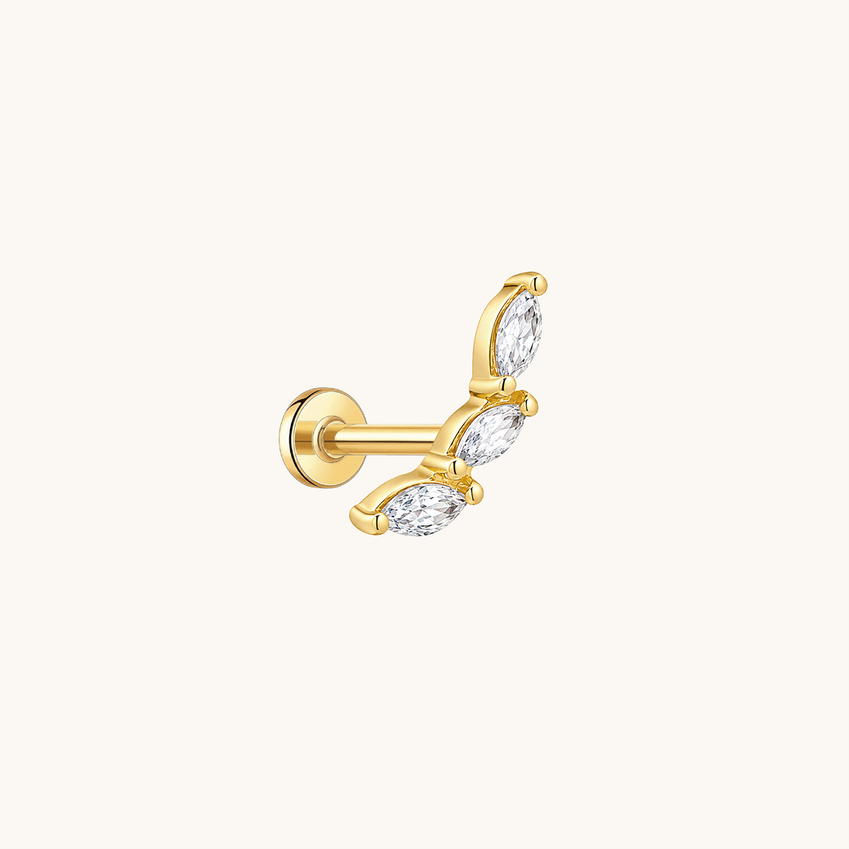 Three Leaves Curve Flatback Earring