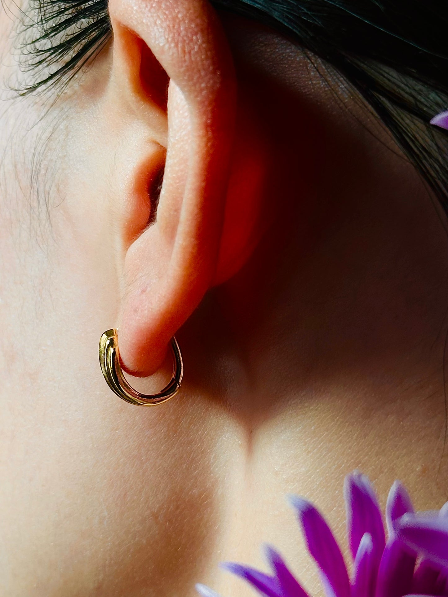 Gold-plated 925 sterling silver Crescent Fan Hoop Earrings