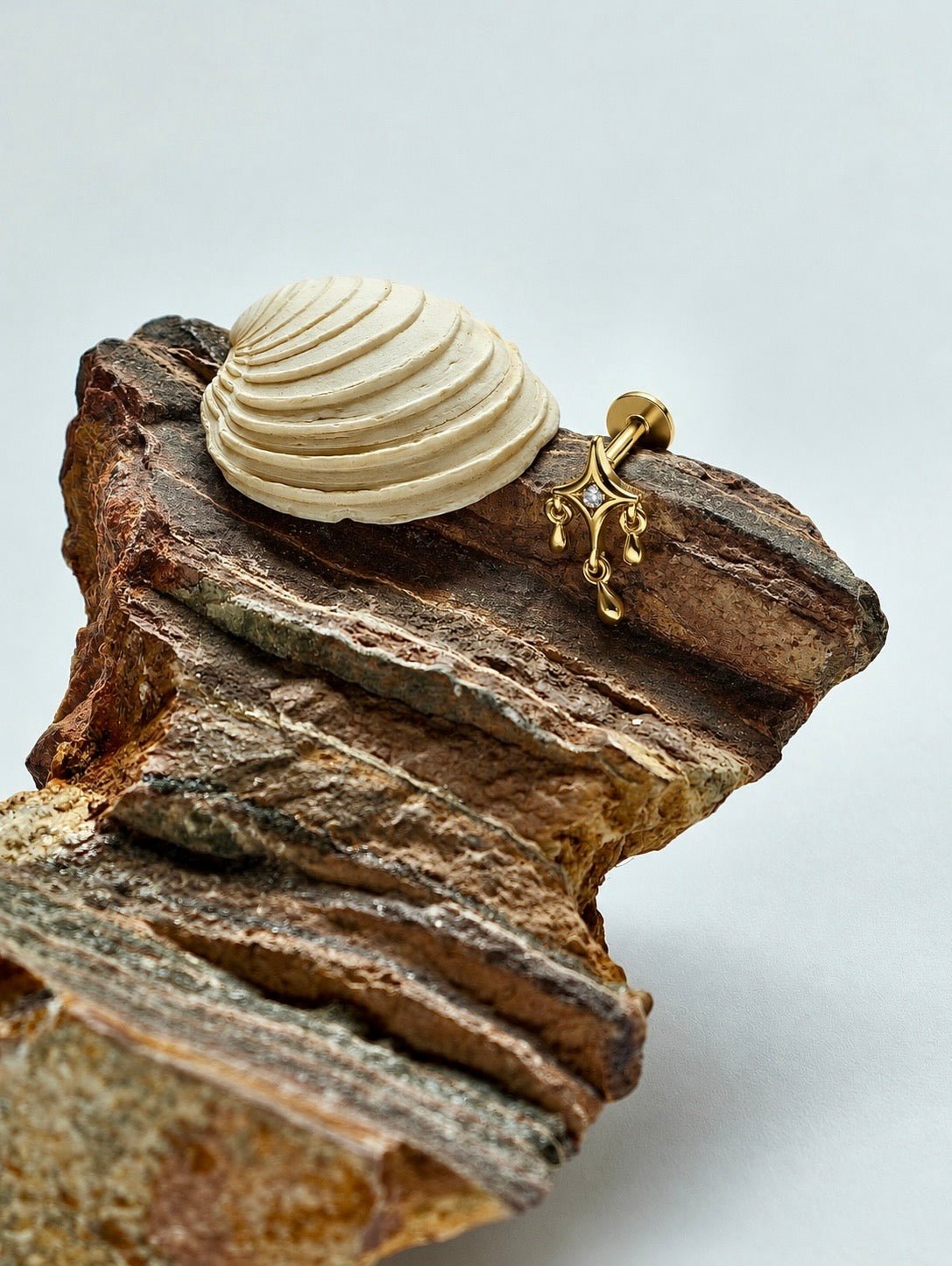Gold-plated 925 sterling silver Sacred Tears Flatback Earring