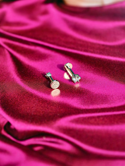 Six-Prong Zirconia Flatback Earring