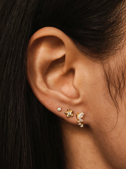 Gold-plated 925 sterling silver Dragonfly's Touch Flatback Earring