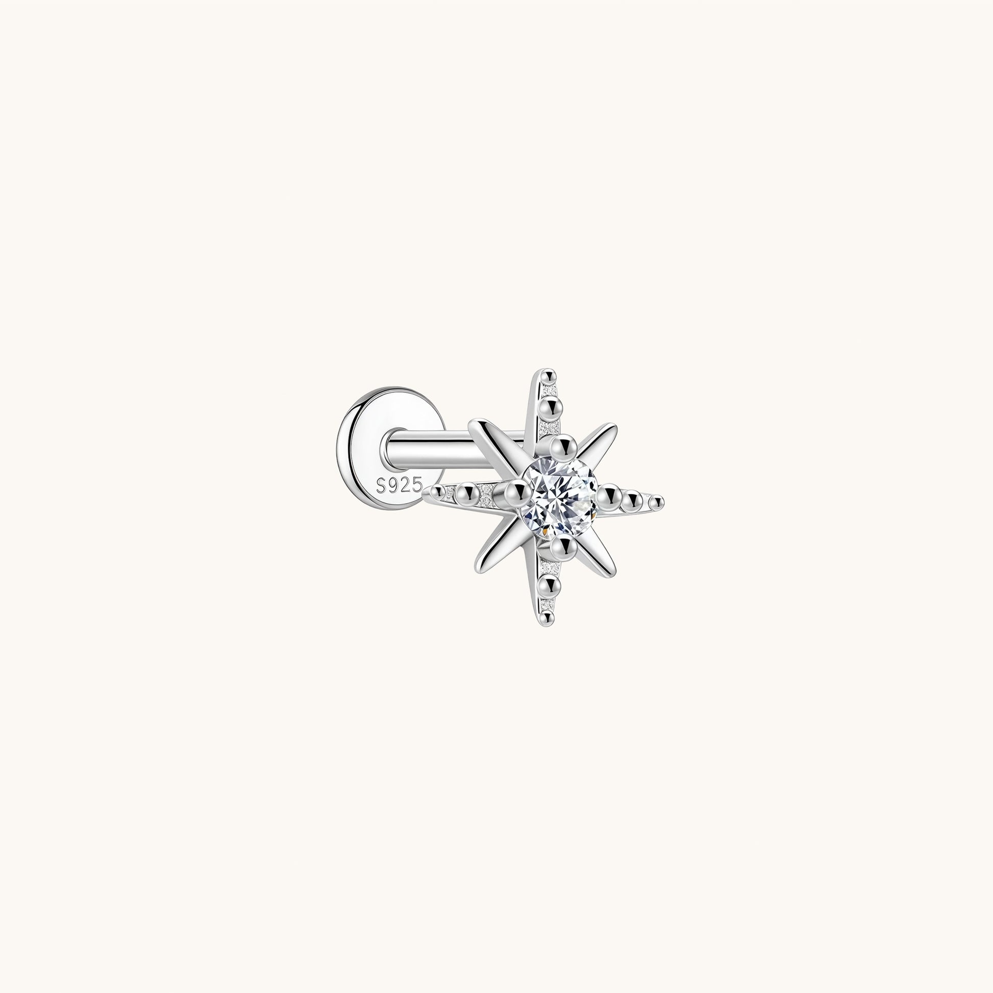 Gold-plated 925 sterling silver Lodestar Moissanite Flatback Earring 8mm