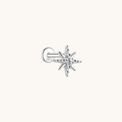 Gold-plated 925 sterling silver Lodestar Moissanite Flatback Earring 8mm