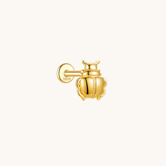 Gold-plated 925 sterling silver Gilded Carapace Flatback Earring 8mm