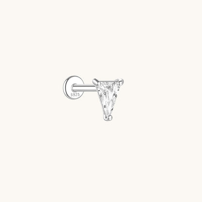 Gold-plated 925 sterling silver Trinity Edge CZ Flatback Earring Silver