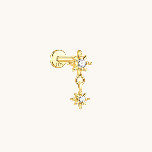 Gold-plated 925 sterling silver Astral Spark Dangle Flatback Earring Gold