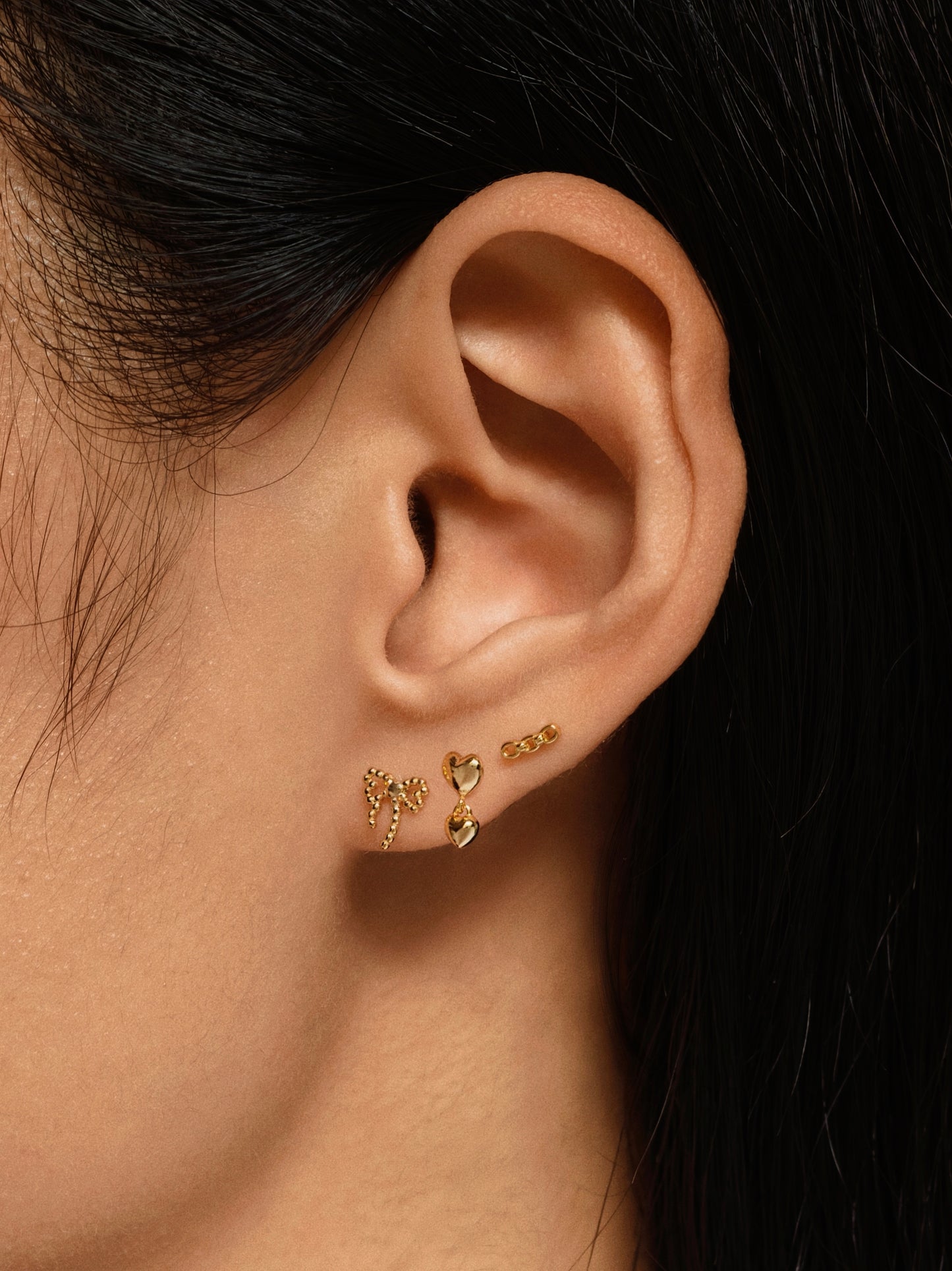 Gold-plated 925 sterling silver Minimalist Bow Flatback Earring