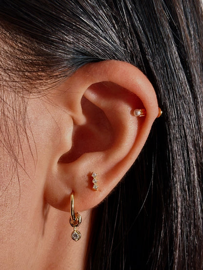 Gold-plated 925 sterling silver Dangle CZ Hoop Earrings
