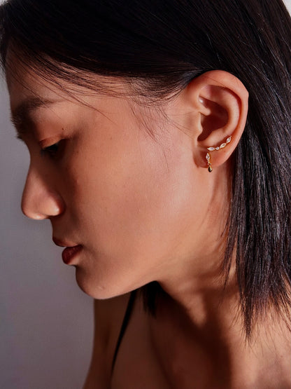 Natural Moonstone Curve Flatback Earring