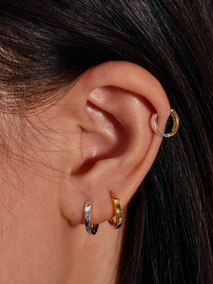 Dual-Tone Gold Silver Hoops