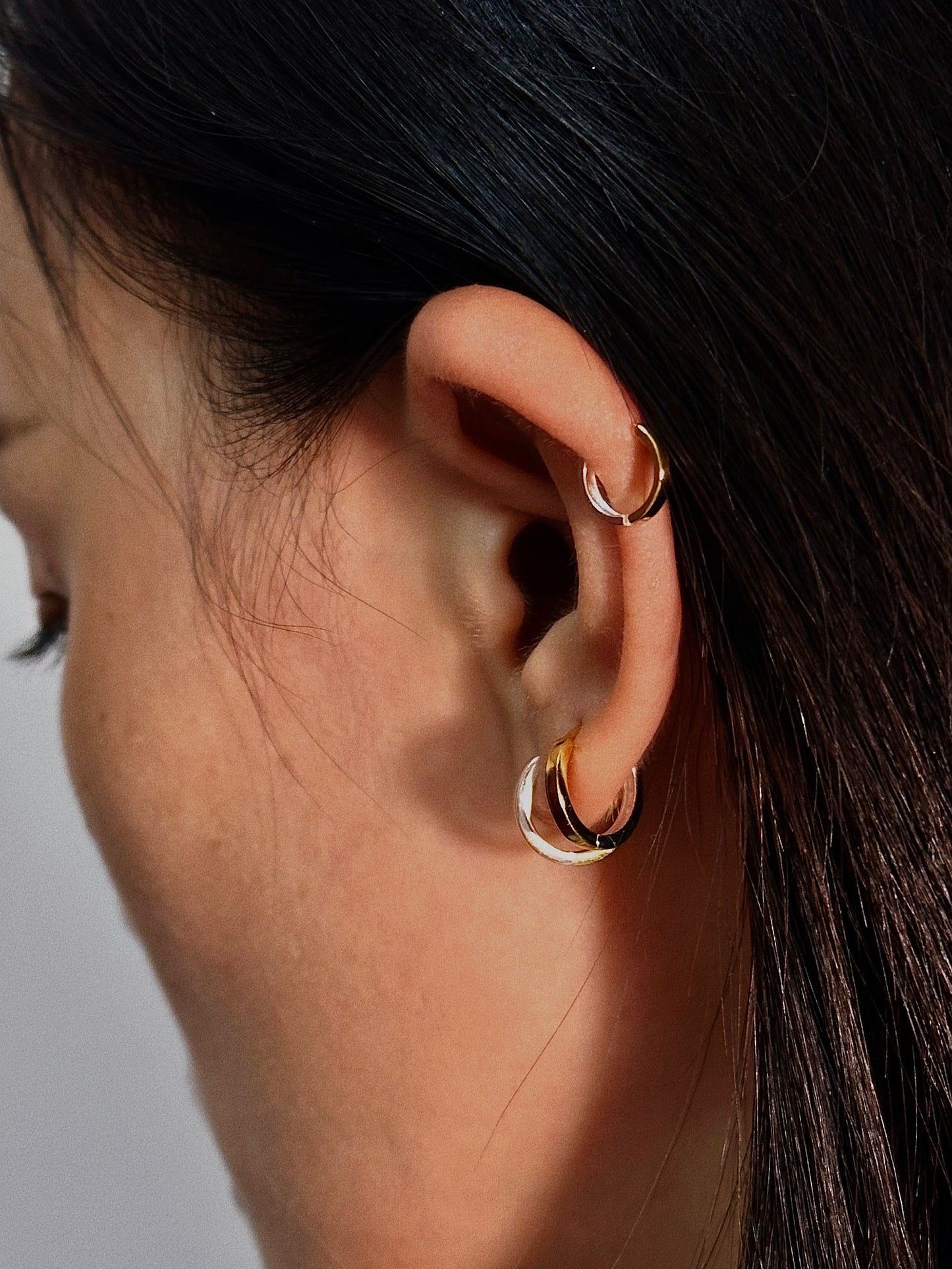 Dual-Tone Gold Silver Hoops