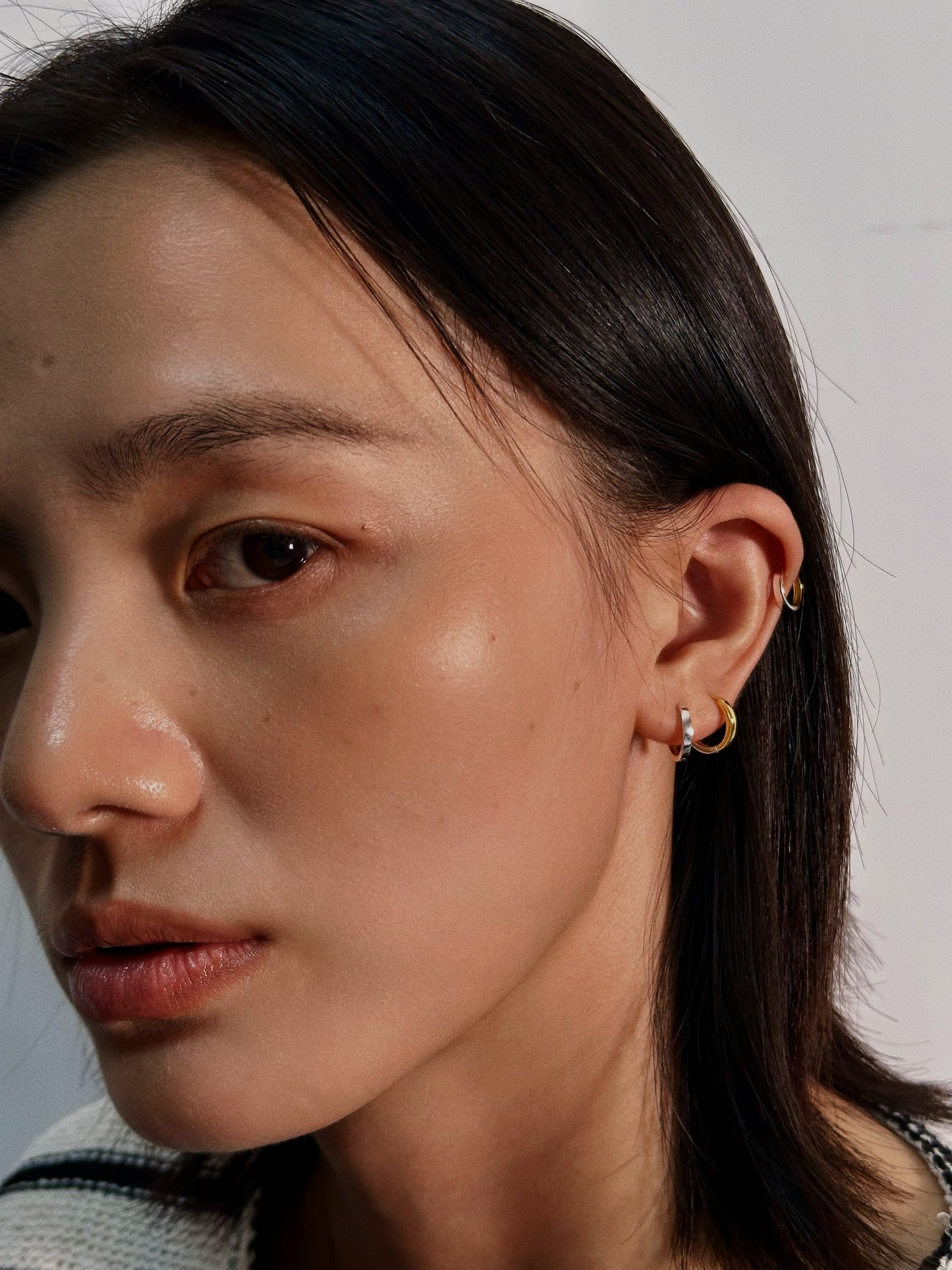 Dual-Tone Gold Silver Hoops