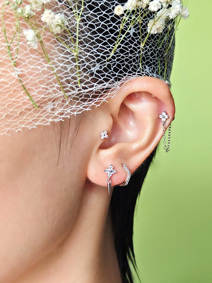 Floral Chain Flatback Earring