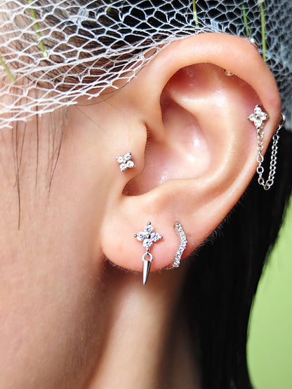 Floral Chain Flatback Earring