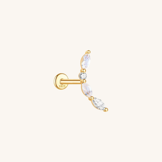 Natural moonstone curve flatback earring in 18K gold plated sterling silver