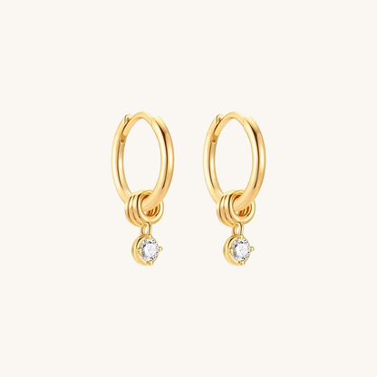 Gold-plated 925 sterling silver Dangle CZ Hoop Earrings