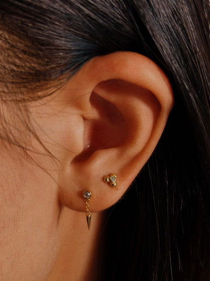 Three Petals CZ Flatback Earring