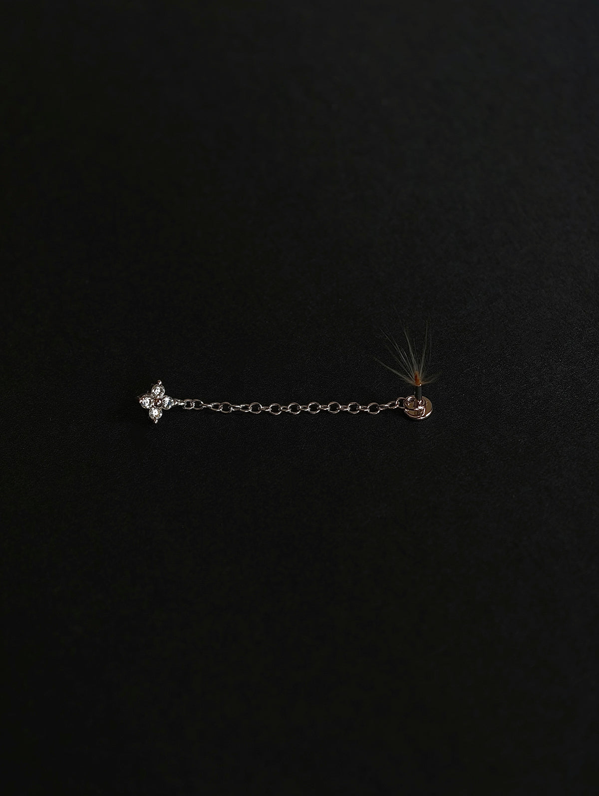 Floral Chain Flatback Earring