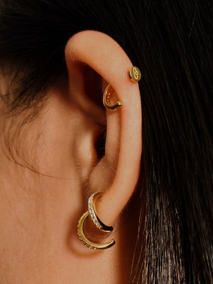 CZ Pavé Huggie Flatback Earring