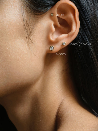 Gold-plated 925 sterling silver Twin Cone Moissanite Flatback Earring