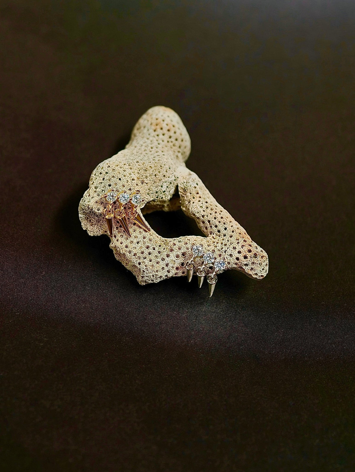 Gold-plated 925 sterling silver Triple Spike CZ Flatback Earring