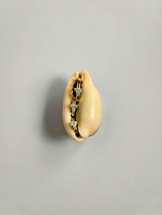 Gold-plated 925 sterling silver Trillium CZ Clicker