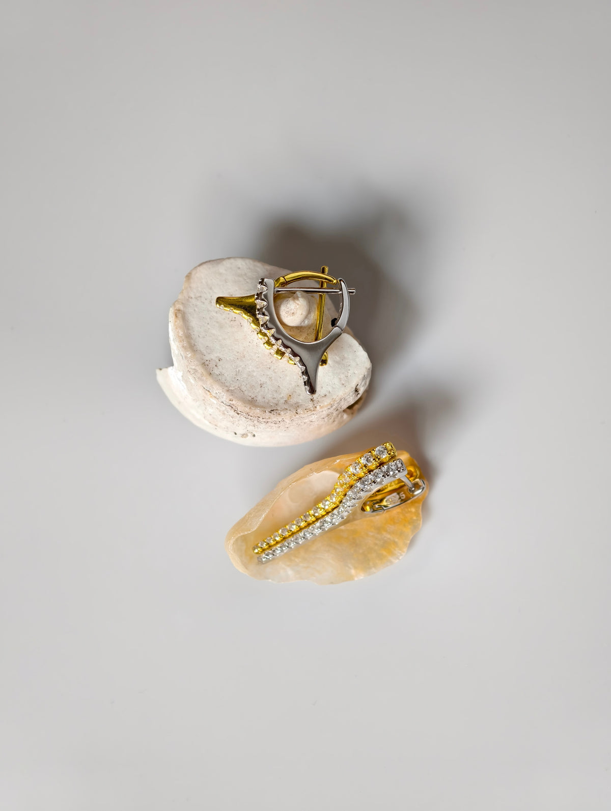 Gold-plated 925 sterling silver Razor Fang Pavé Hoops