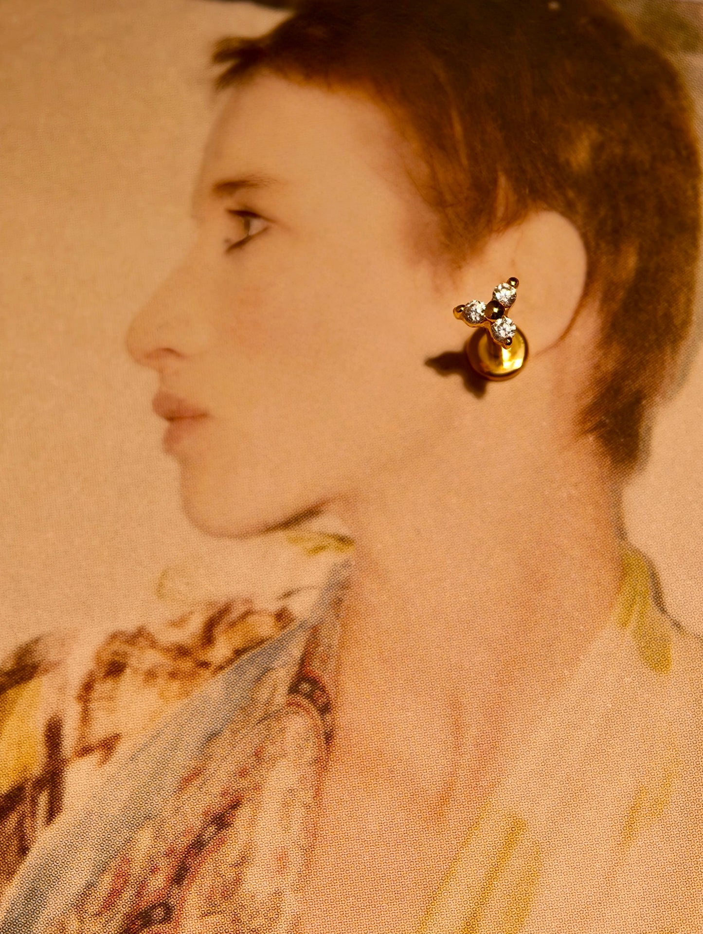 Gold-plated 925 sterling silver Trinity Flatback Earring