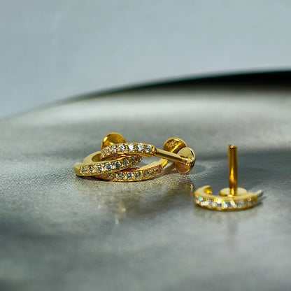 Lifestyle Shot of CZ Pavé Huggie Flatback Earring