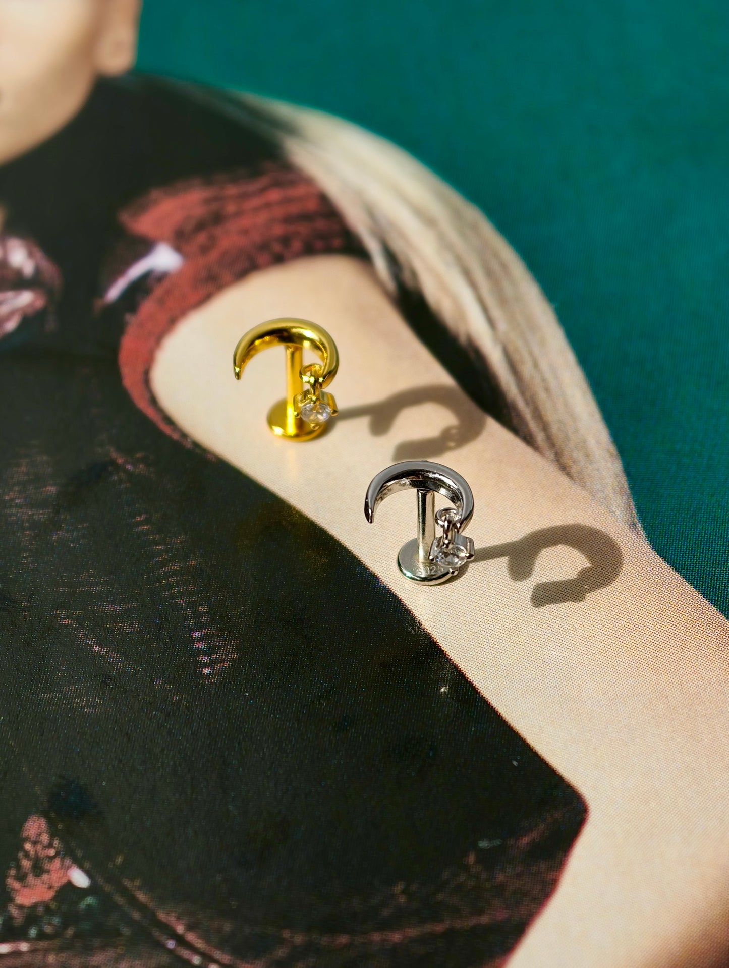 Moon Dangle Star Flatback Earring