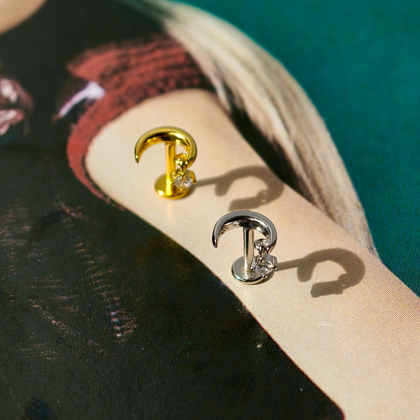 Moon Dangle Star Flatback Earring