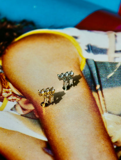 Double Row CZ Flatback Earring