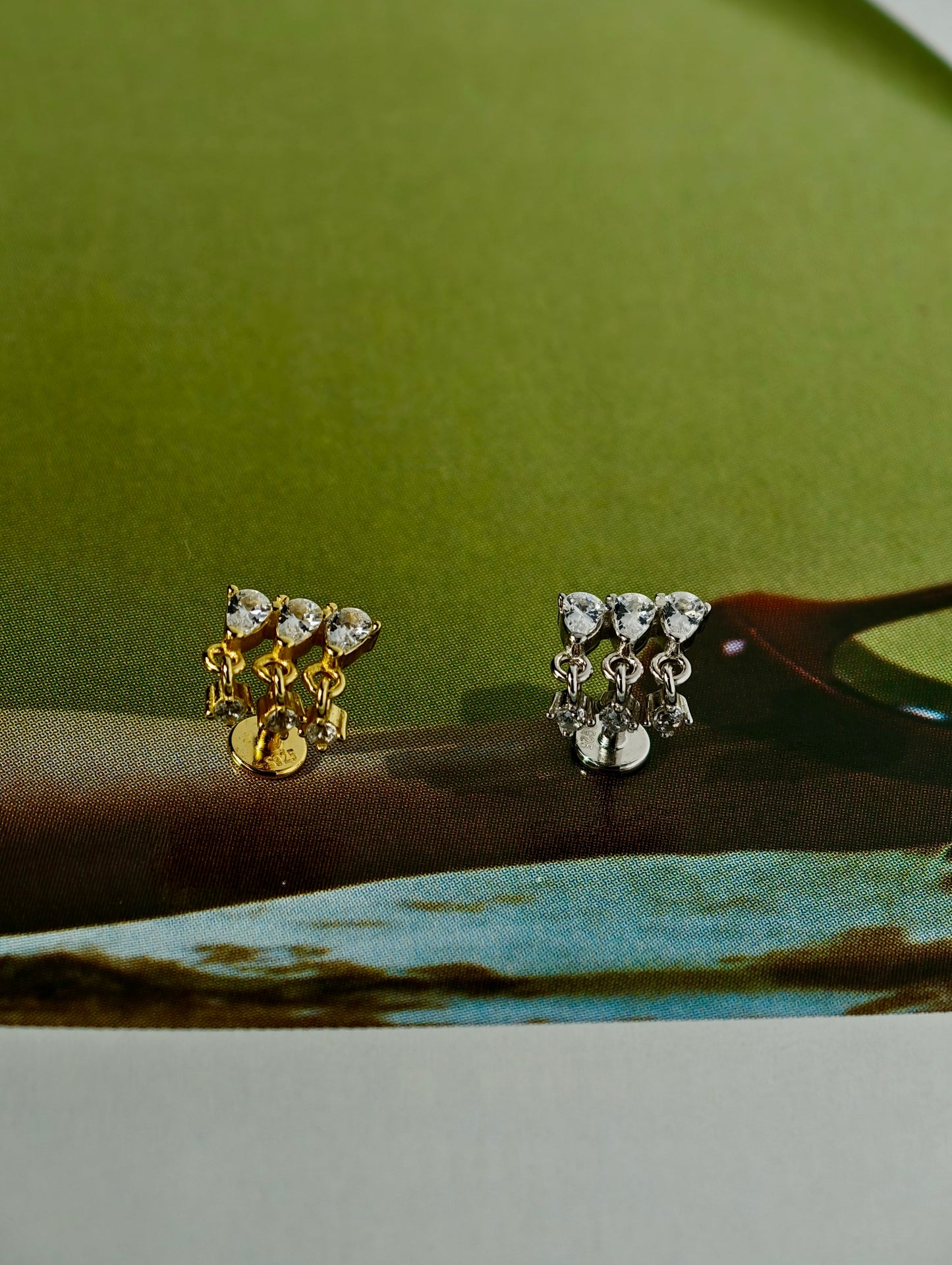 CZ Tassel Flatback Earring