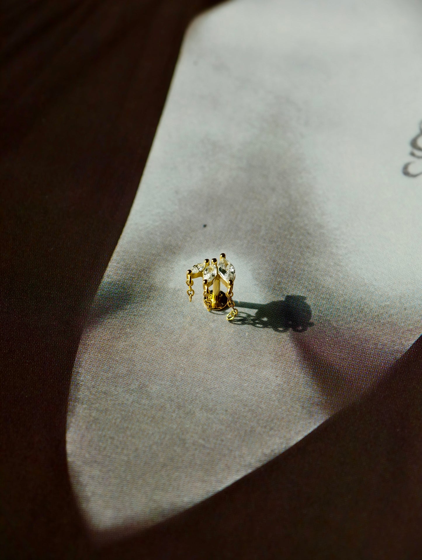 Marquise CZ Tassel Flatback Earring