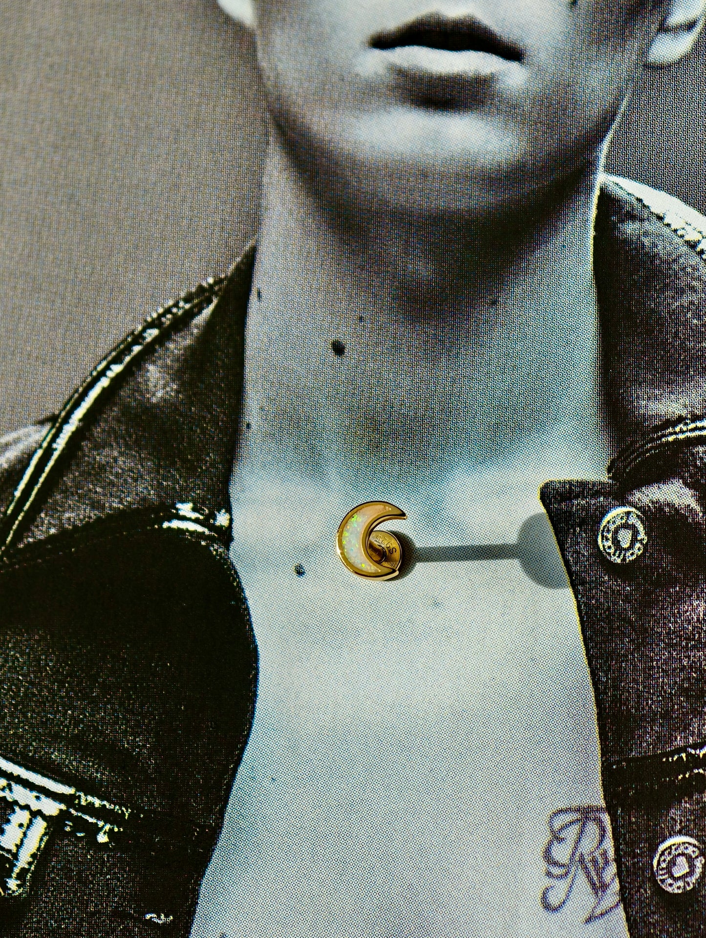 Opal Moon Flatback Earring