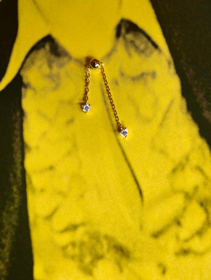 Ball CZ Dangle Flatback Earring