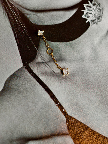 CZ Dangle Chain Flatback Earring