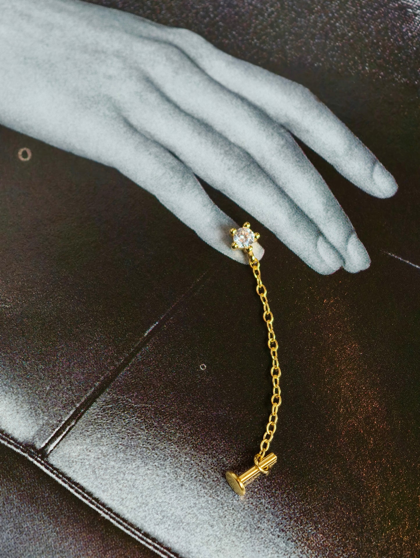 CZ Chain Flatback Earring