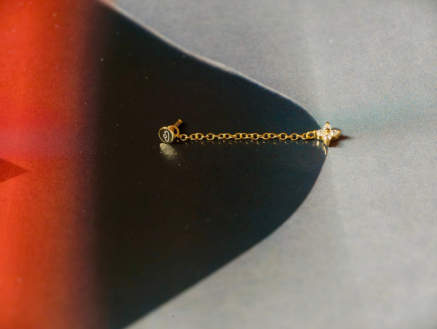 Floral Chain Flatback Earring