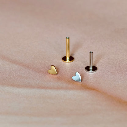 Gold-plated 925 sterling silver Mini Heart Flatback Earring Silver