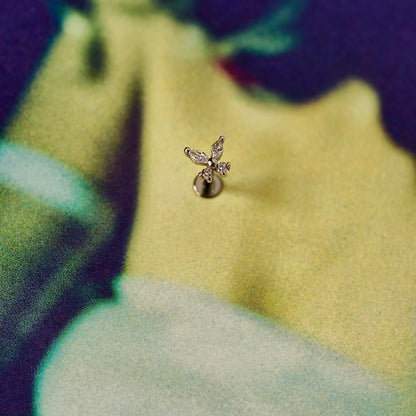 Gold-plated 925 sterling silver Butterfly Flatback Earring Silver