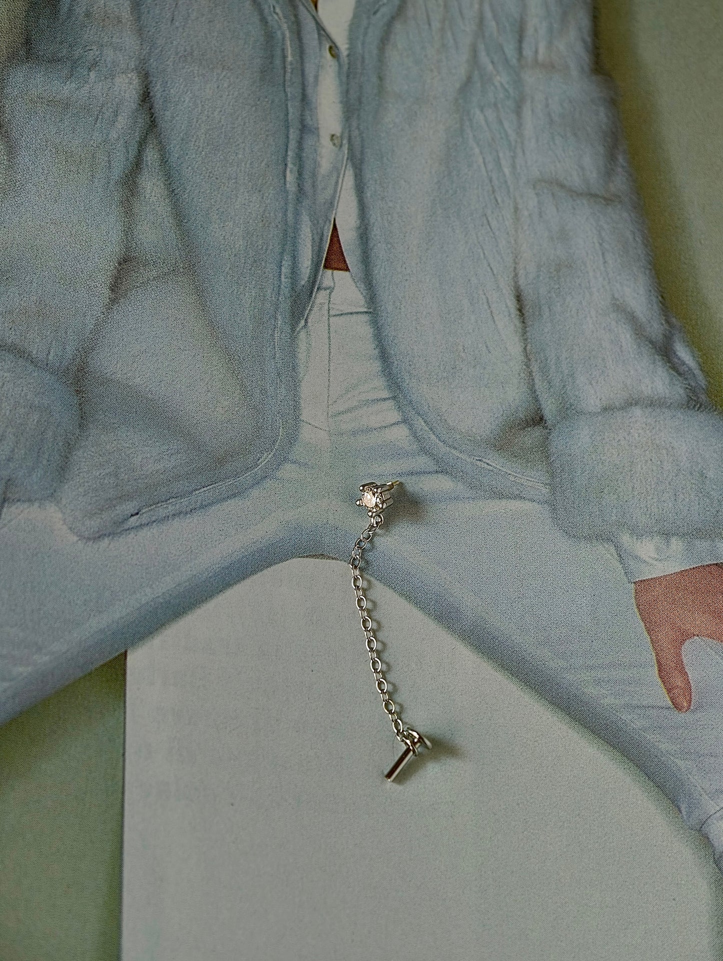 CZ Chain Flatback Earring