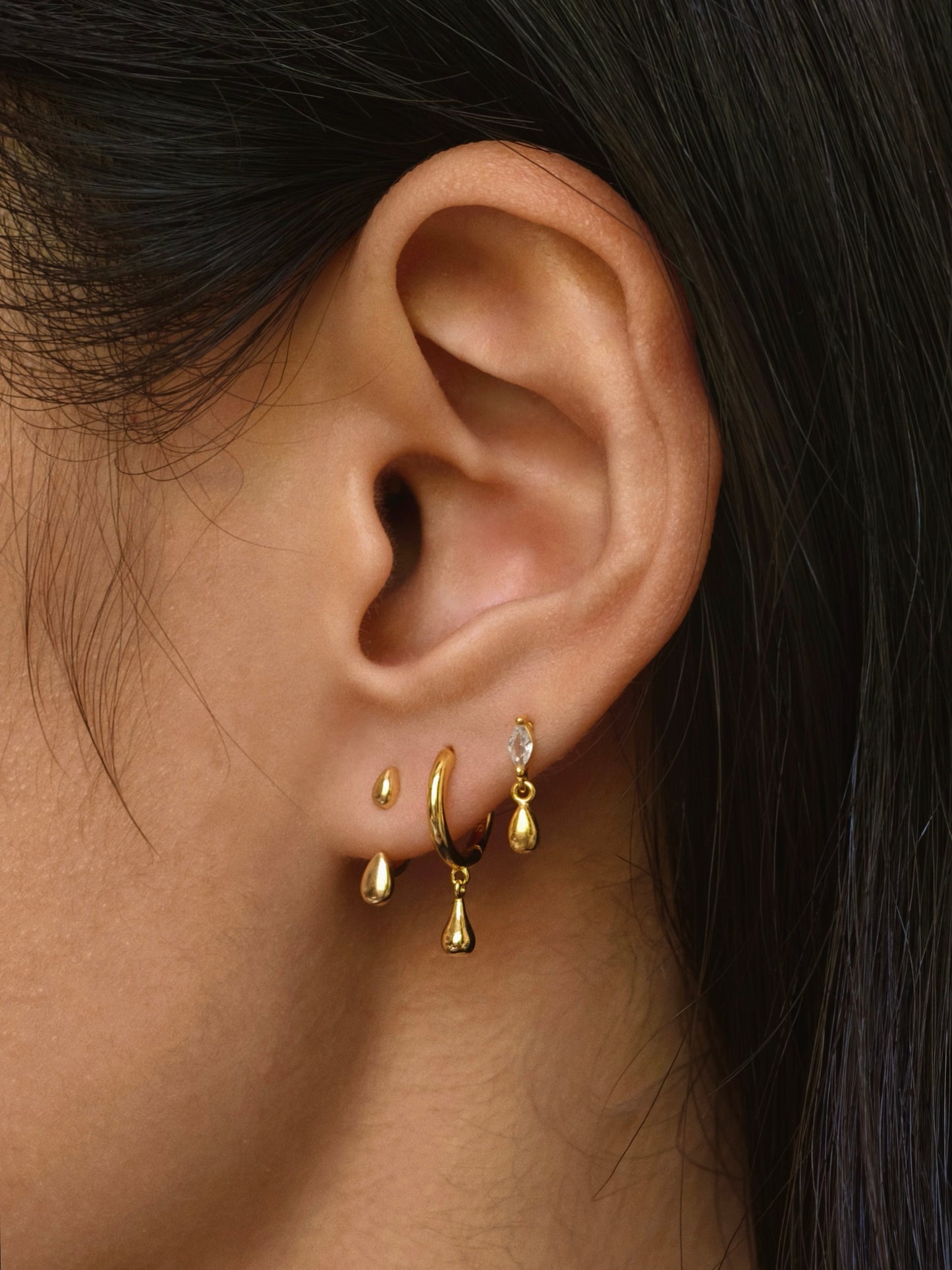 Gold-plated 925 sterling silver Teardrop Hoop Earrings