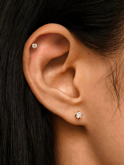 Gold-plated 925 sterling silver Classic 4-Prong Moissanite Flatback Earring